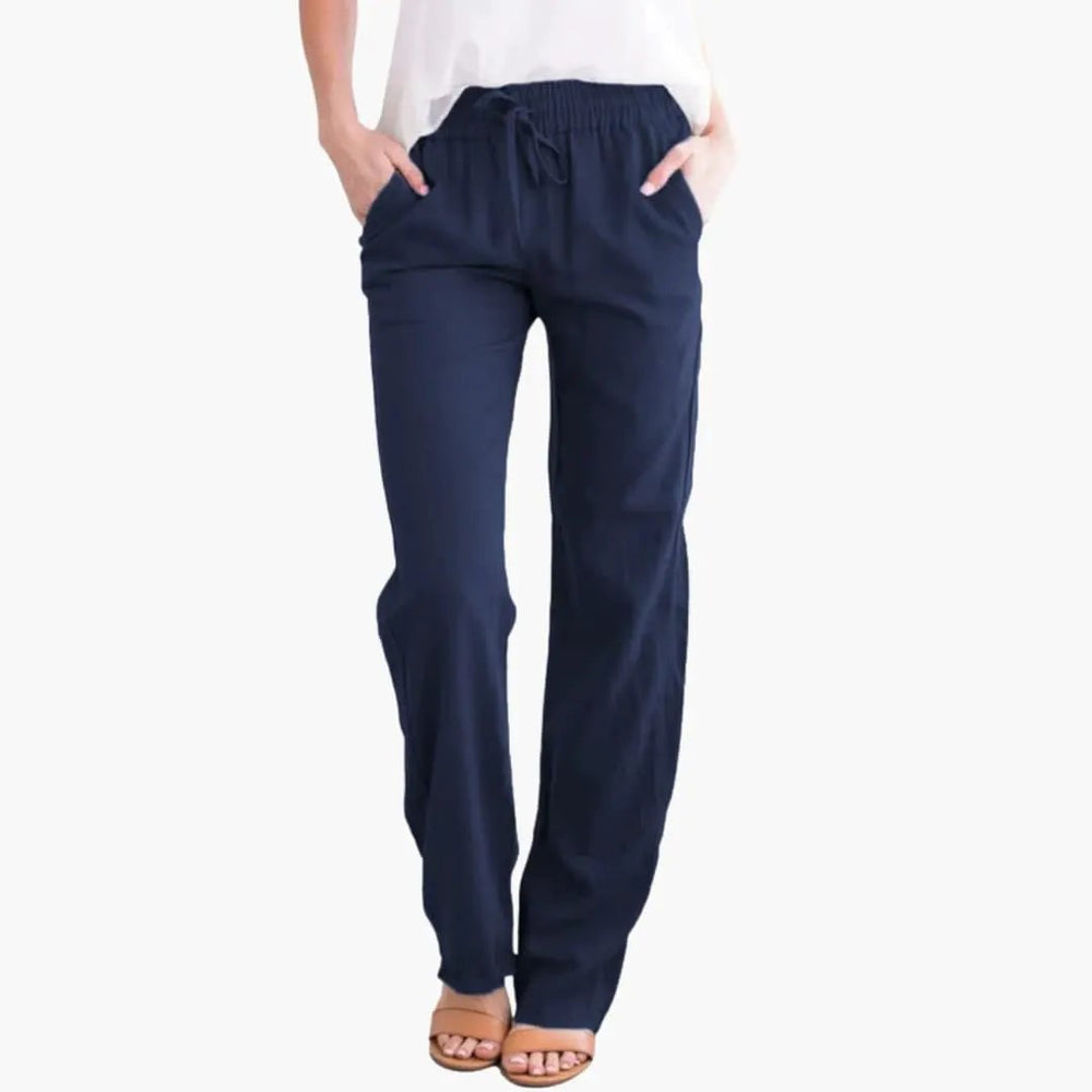 Women's Wide-Leg Pants – Elastic Waist, Side Pockets & Full-Length Hem