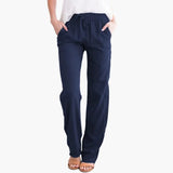 Women's Wide-Leg Pants – Elastic Waist, Side Pockets & Full-Length Hem