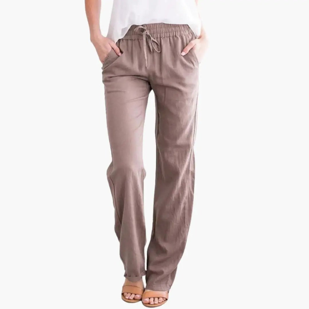 Women's Wide-Leg Pants – Elastic Waist, Side Pockets & Full-Length Hem