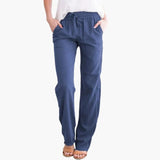 Women's Wide-Leg Pants – Elastic Waist, Side Pockets & Full-Length Hem