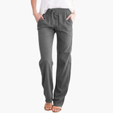 Women's Wide-Leg Pants – Elastic Waist, Side Pockets & Full-Length Hem