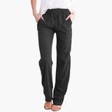 Women's Wide-Leg Pants – Elastic Waist, Side Pockets & Full-Length Hem