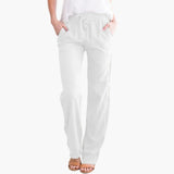 Women's Wide-Leg Pants – Elastic Waist, Side Pockets & Full-Length Hem