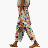 Women's Wide Leg Floral Pants – Pull-On, Full-Length & Pockets