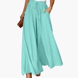 Women's Wide Leg Pants – Drawstring Waist, Side Pockets & Lightweight Style