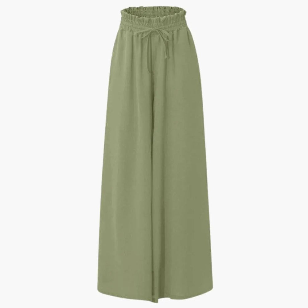 Women's Wide Leg Pants – Drawstring Waist, Side Pockets & Lightweight Style