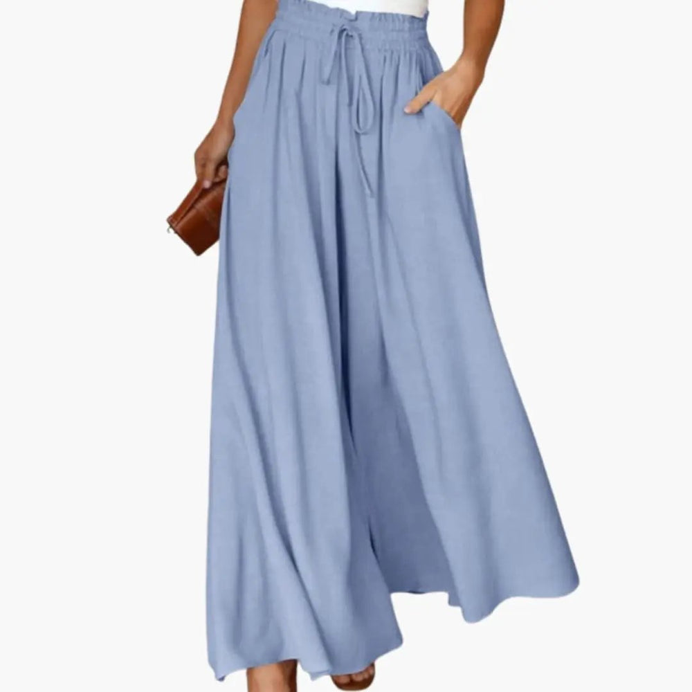 Women's Wide Leg Pants – Drawstring Waist, Side Pockets & Lightweight Style