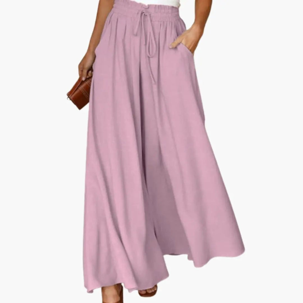 Women's Wide Leg Pants – Drawstring Waist, Side Pockets & Lightweight Style