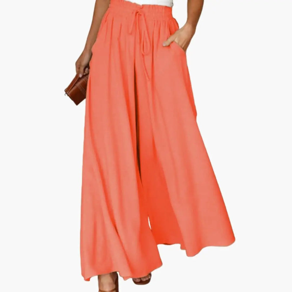 Women's Wide Leg Pants – Drawstring Waist, Side Pockets & Lightweight Style