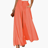 Women's Wide Leg Pants – Drawstring Waist, Side Pockets & Lightweight Style