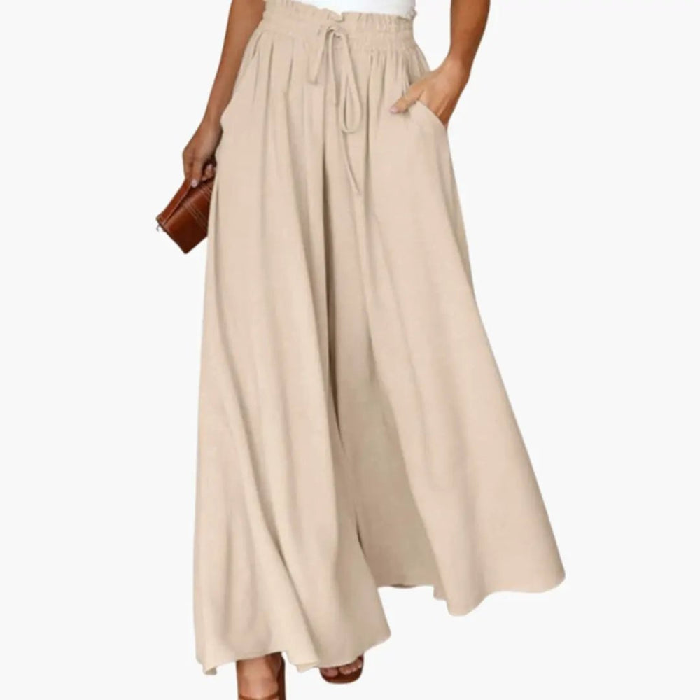 Women's Wide Leg Pants – Drawstring Waist, Side Pockets & Lightweight Style