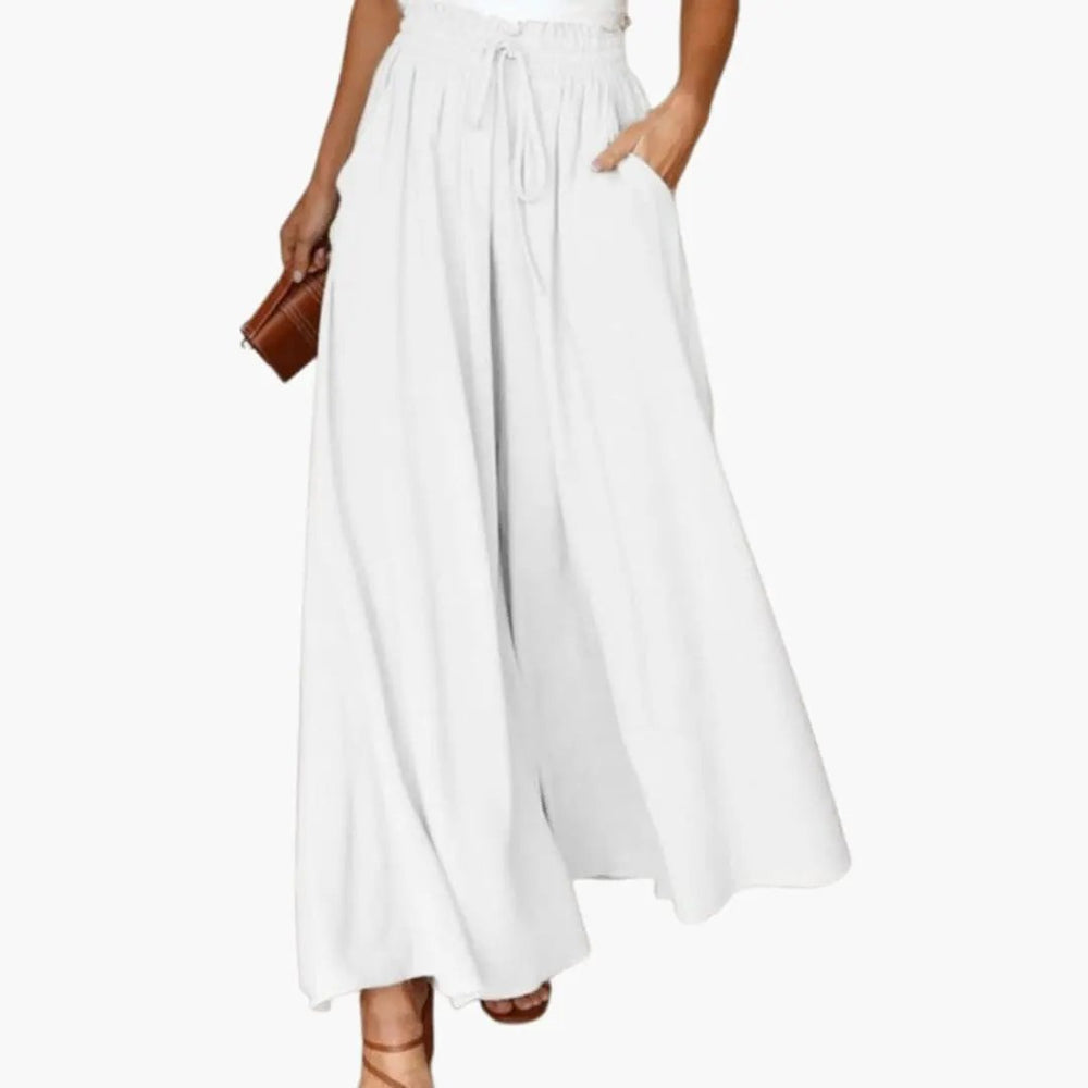 Women's Wide Leg Pants – Drawstring Waist, Side Pockets & Lightweight Style