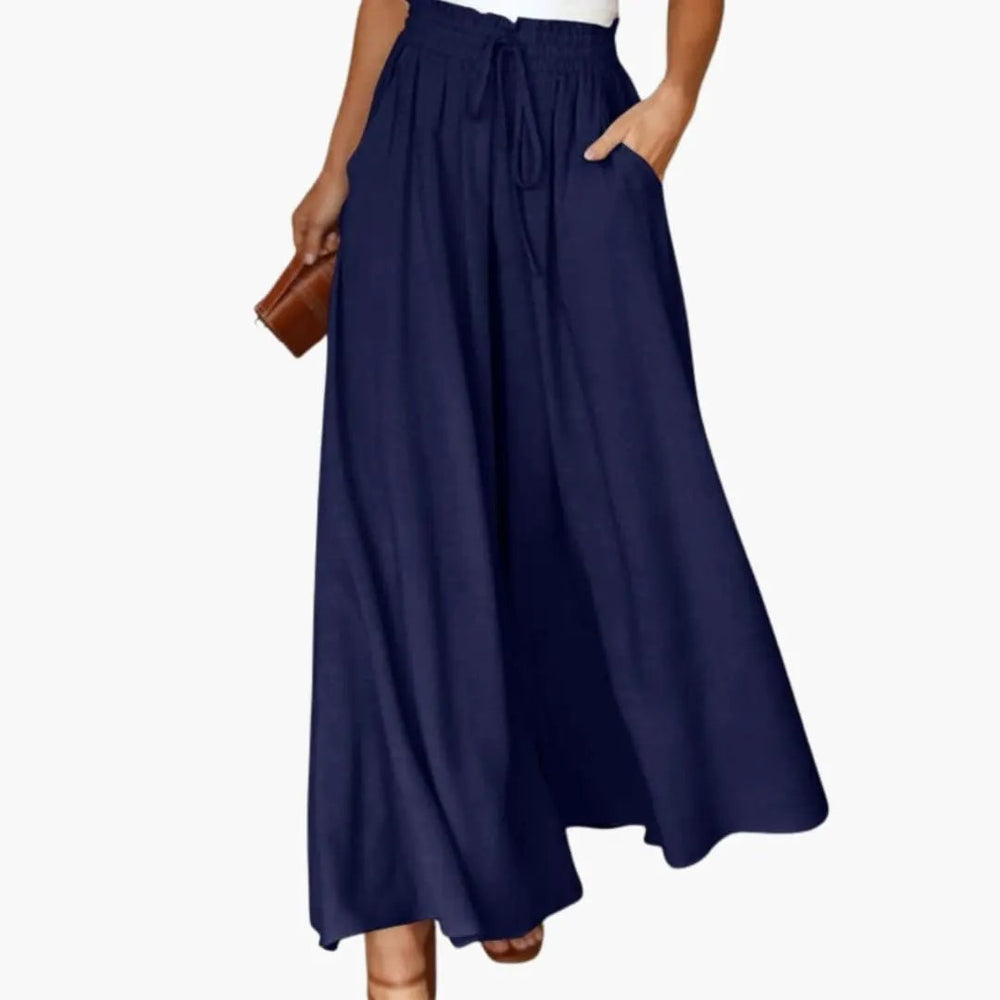 Women's Wide Leg Pants – Drawstring Waist, Side Pockets & Lightweight Style