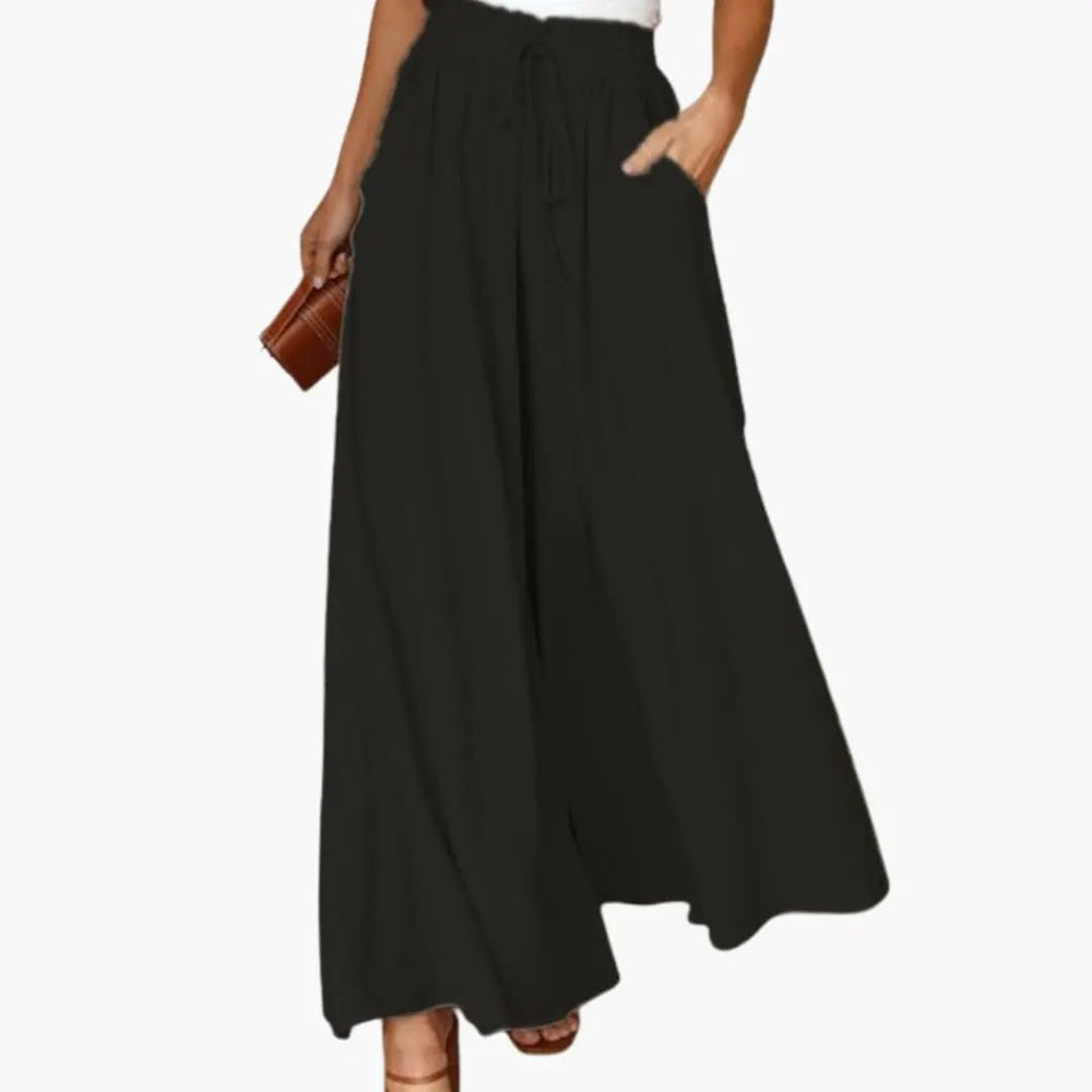 Women's Wide Leg Pants – Drawstring Waist, Side Pockets & Lightweight Style