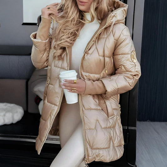 Women’s Winter Coat – Hooded Design, Quilted Pattern & Padded Insulation