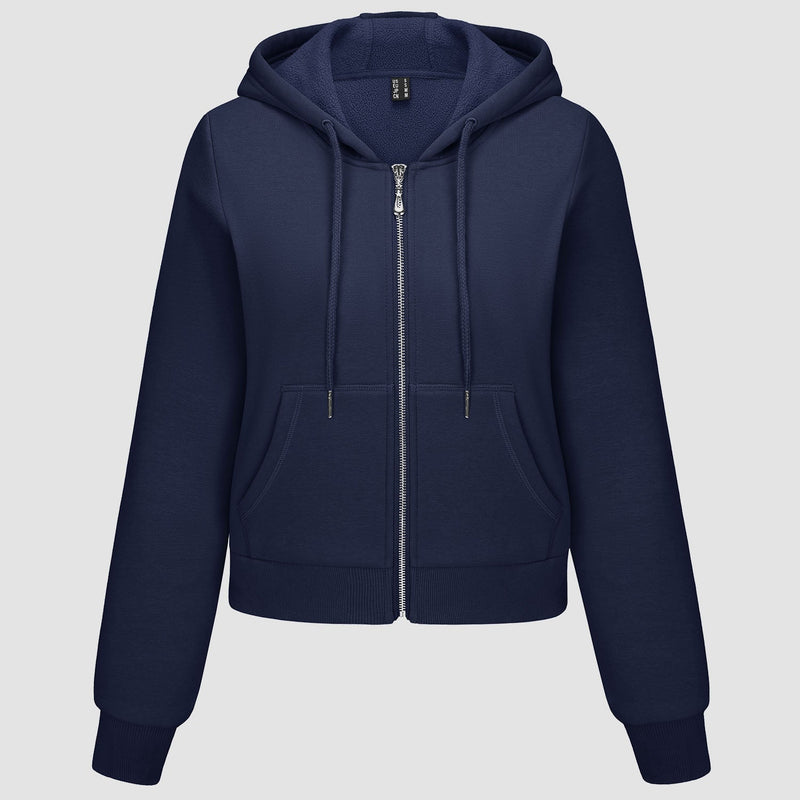 Women's Bomber Hoodie - Fleece-Lined & Full Zip Winter 12
