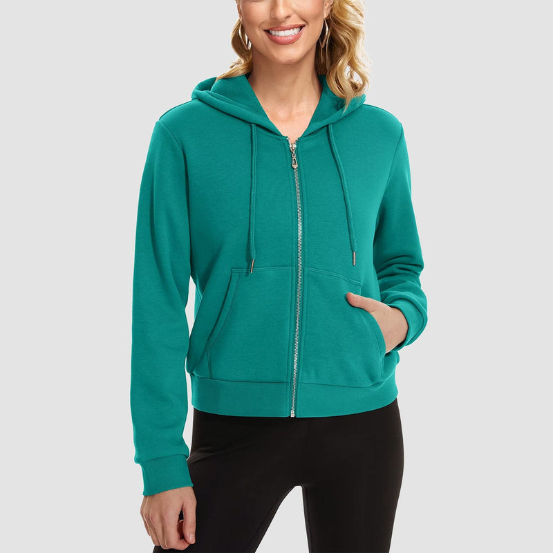 Women's Bomber Hoodie - Fleece-Lined & Full Zip Winter 6