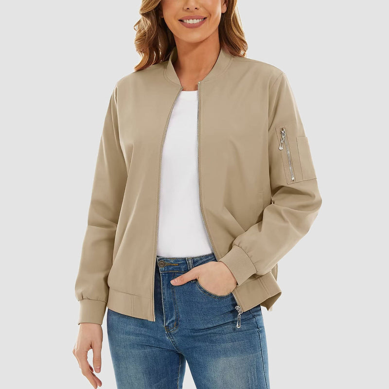 Women's Bomber Jacket with 3 Pockets Spring Windbreaker 11