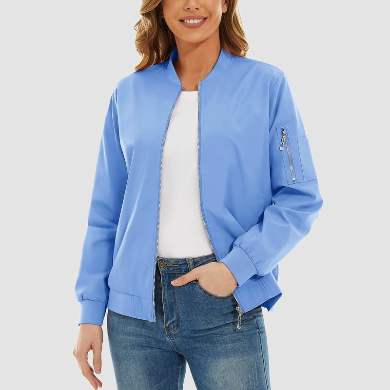 Women's Bomber Jacket with 3 Pockets Spring Windbreaker 13