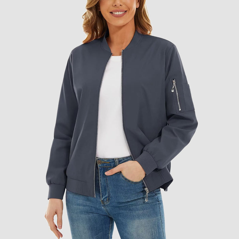 Women's Bomber Jacket with 3 Pockets Spring Windbreaker 15