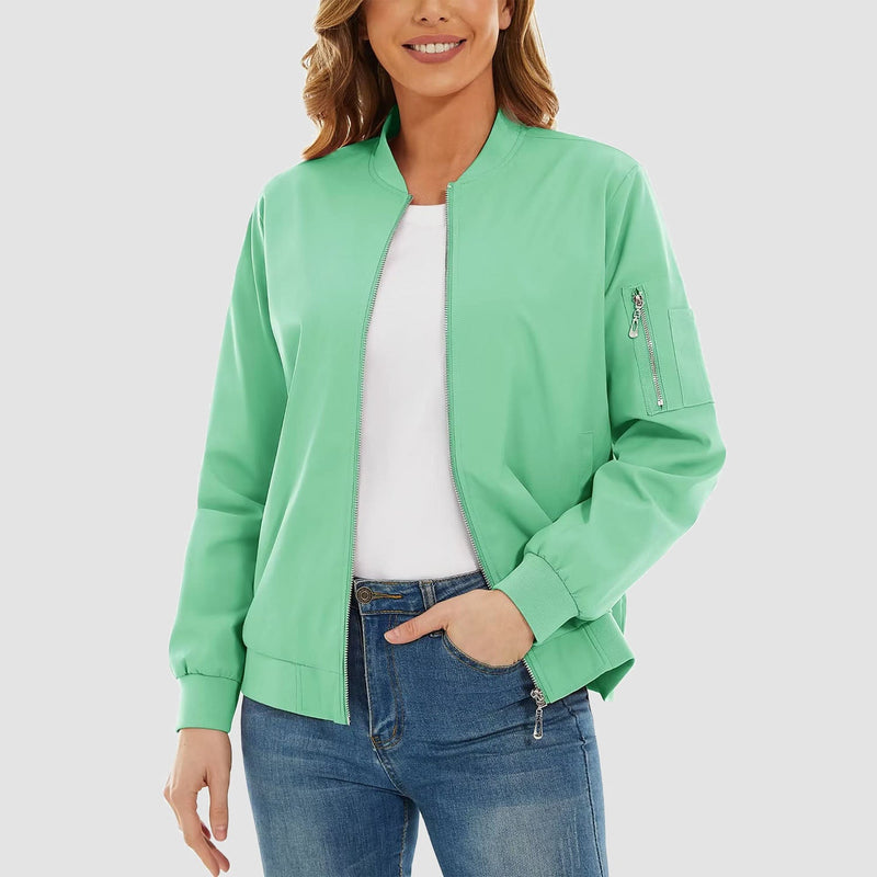 Women's Bomber Jacket with 3 Pockets Spring Windbreaker 5