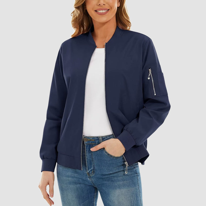 Women's Bomber Jacket with 3 Pockets Spring Windbreaker 6