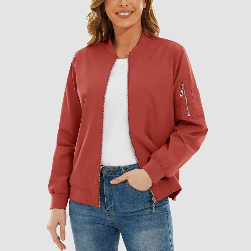 Women's Bomber Jacket with 3 Pockets Spring Windbreaker 7