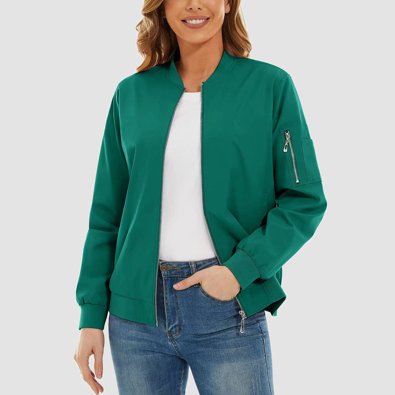 Women's Bomber Jacket with 3 Pockets Spring Windbreaker 8