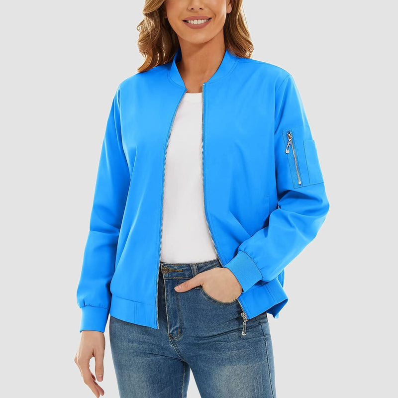 Women's Bomber Jacket with 3 Pockets Spring Windbreaker 9