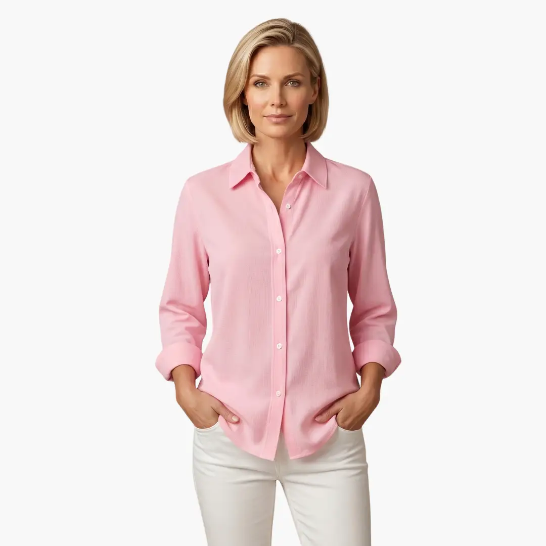 Women’s Button-Down Blouse Collared Long Sleeve Loose Fit Shirt