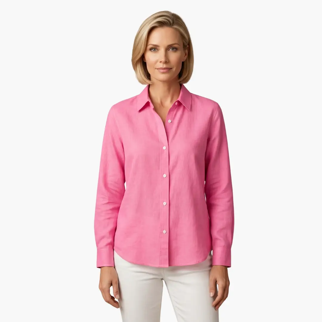 Women’s Button-Down Blouse Collared Long Sleeve Loose Fit Shirt