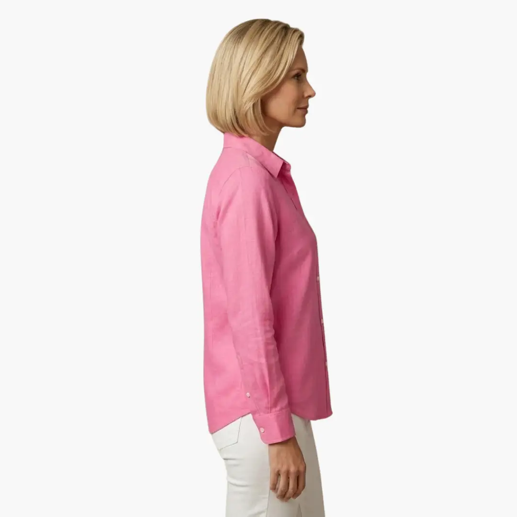 Women’s Button-Down Blouse Collared Long Sleeve Loose Fit Shirt