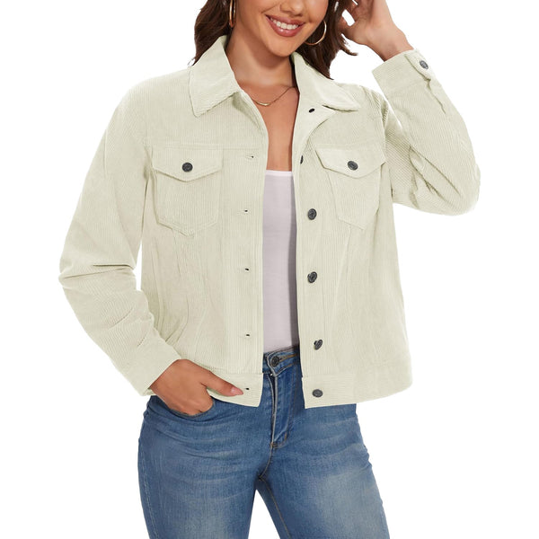 Women's Casual Corduroy Shacket Jacket 0