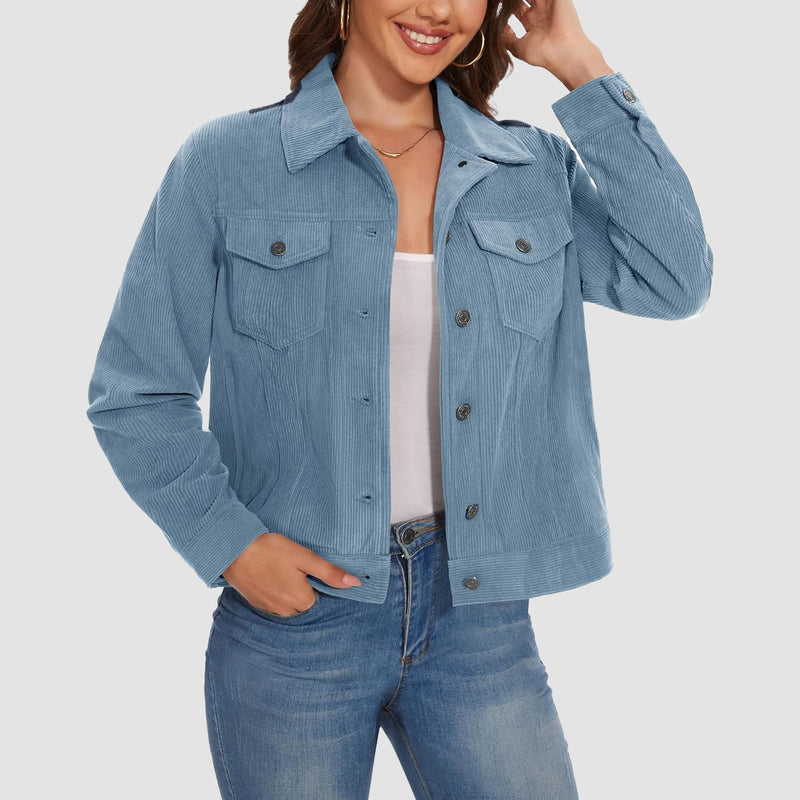 Women's Casual Corduroy Shacket Jacket 11