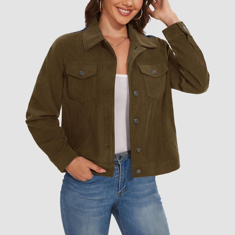 Women's Casual Corduroy Shacket Jacket 14