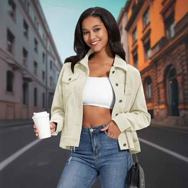 Women's Casual Corduroy Shacket Jacket 1