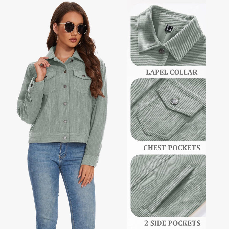 Women's Casual Corduroy Shacket Jacket 6