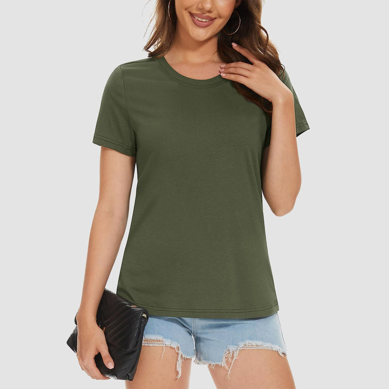 Women's Cotton Crewneck Short Sleeve Casual Tee 12