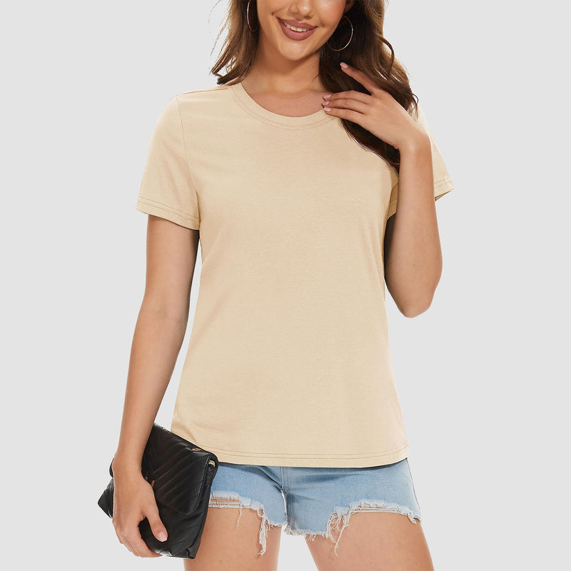 Women's Cotton Crewneck Short Sleeve Casual Tee 13