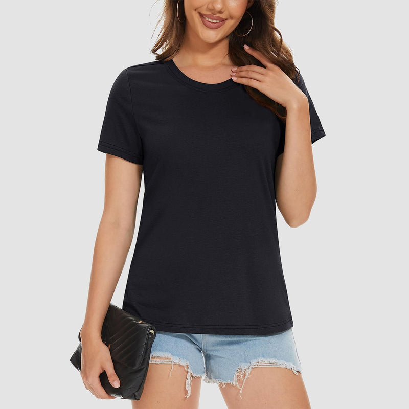 Women's Cotton Crewneck Short Sleeve Casual Tee 19