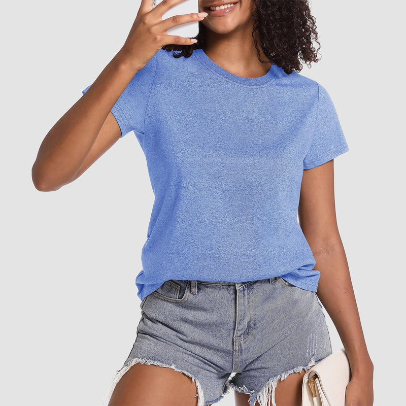 Women's Cotton Crewneck Short Sleeve Casual Tee 1