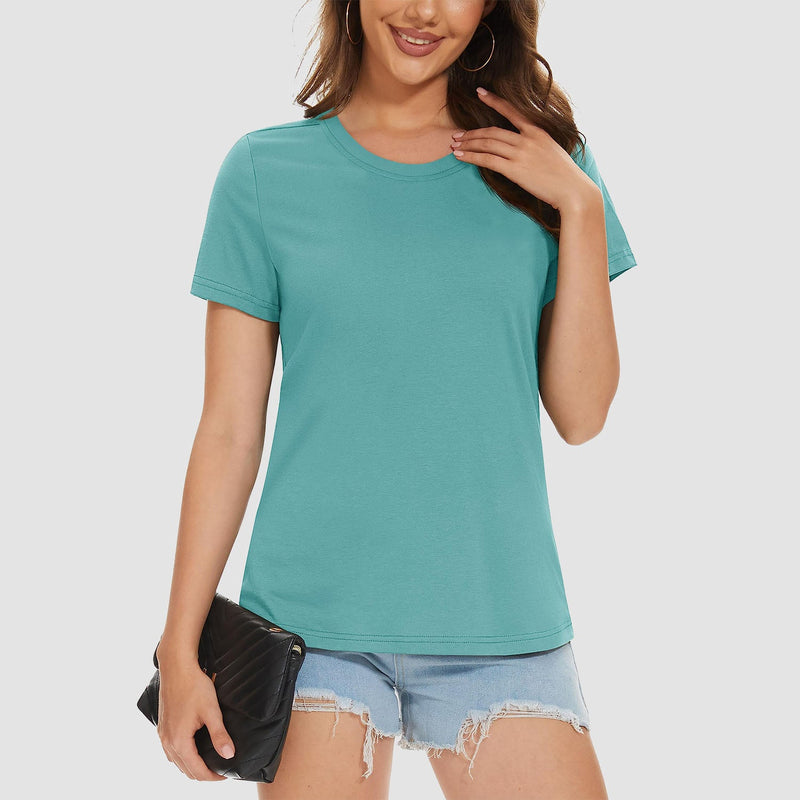 Women's Cotton Crewneck Short Sleeve Casual Tee 22