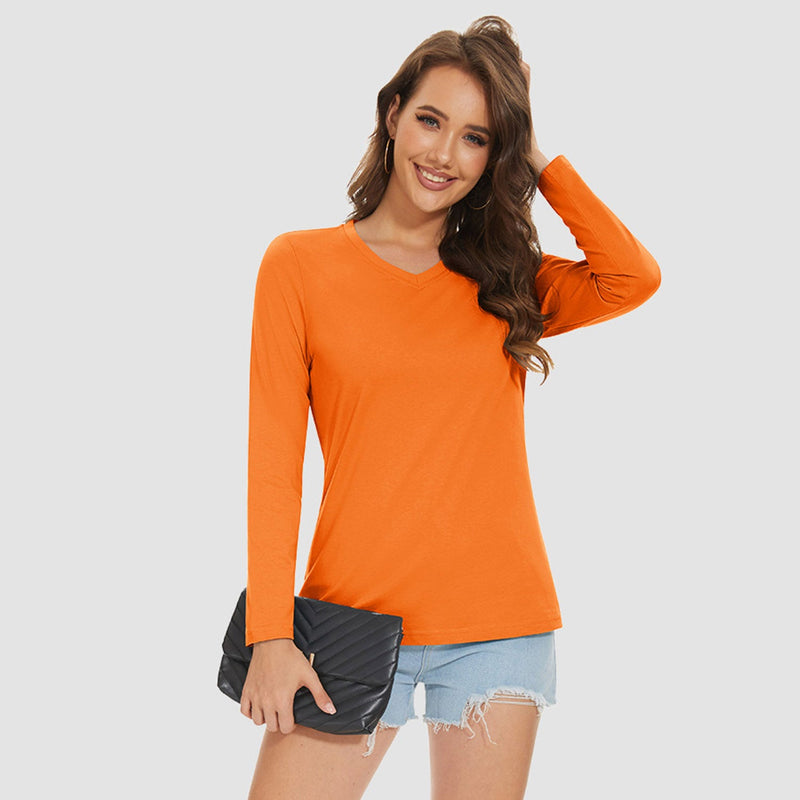 Women's Cotton V-Neck Long Sleeve Moisture-Wicking Shirt 5