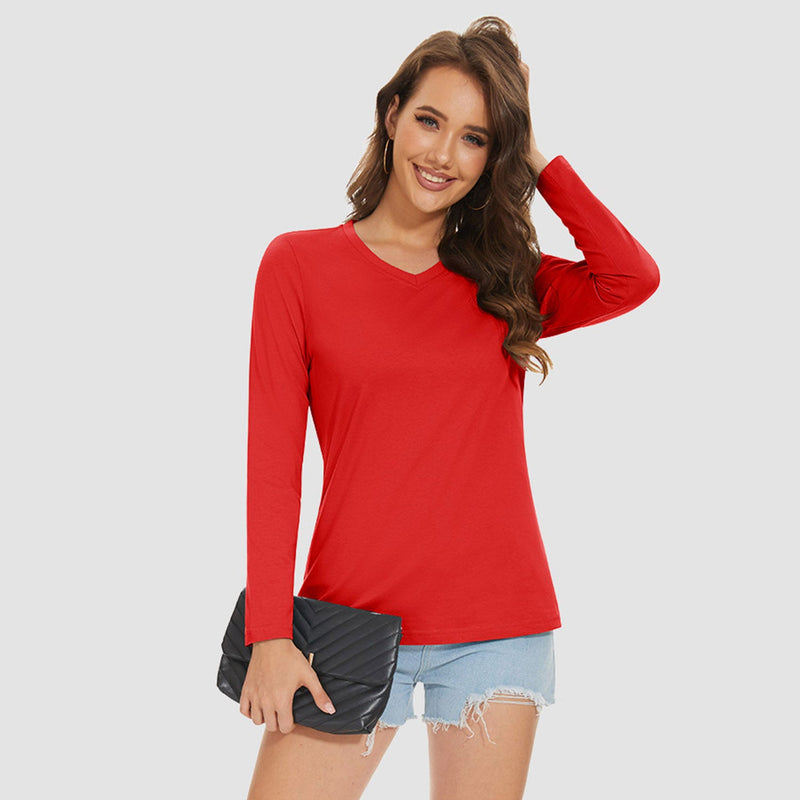 Women's Cotton V-Neck Long Sleeve Moisture-Wicking Shirt 6