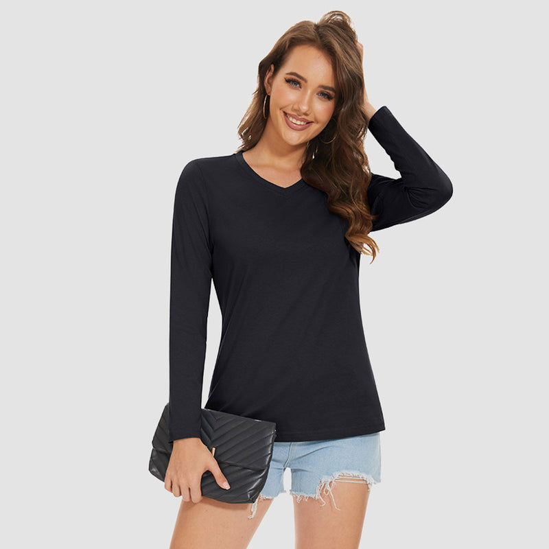 Women's Cotton V-Neck Long Sleeve Moisture-Wicking Shirt 7