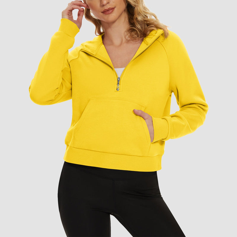 Women's Fleece Hoodie - Half Zip & Kangaroo Pocket 20
