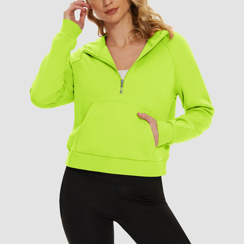 Women's Fleece Hoodie - Half Zip & Kangaroo Pocket 24