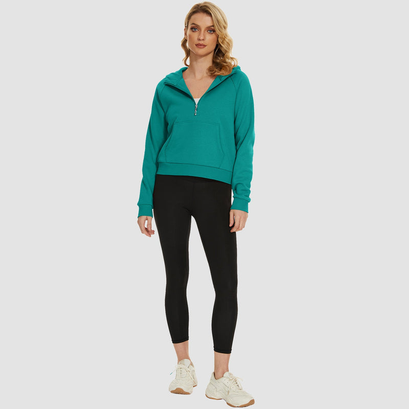 Women's Fleece Hoodie - Half Zip & Kangaroo Pocket 3