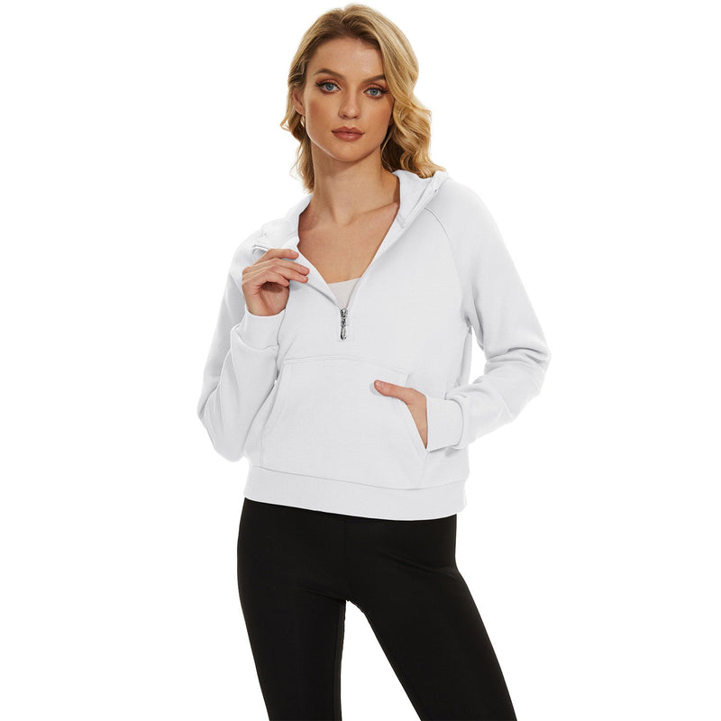 Women's Fleece Hoodie - Half Zip & Kangaroo Pocket 5
