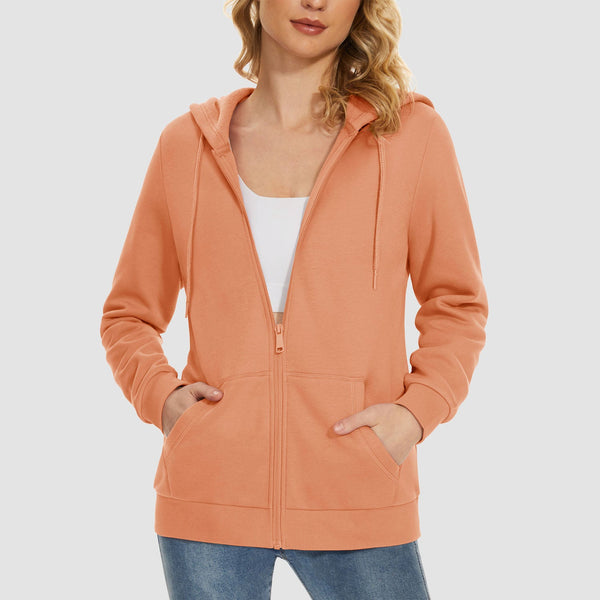 Women's Fleece Jacket - Full Zip, Hood & Pockets 0